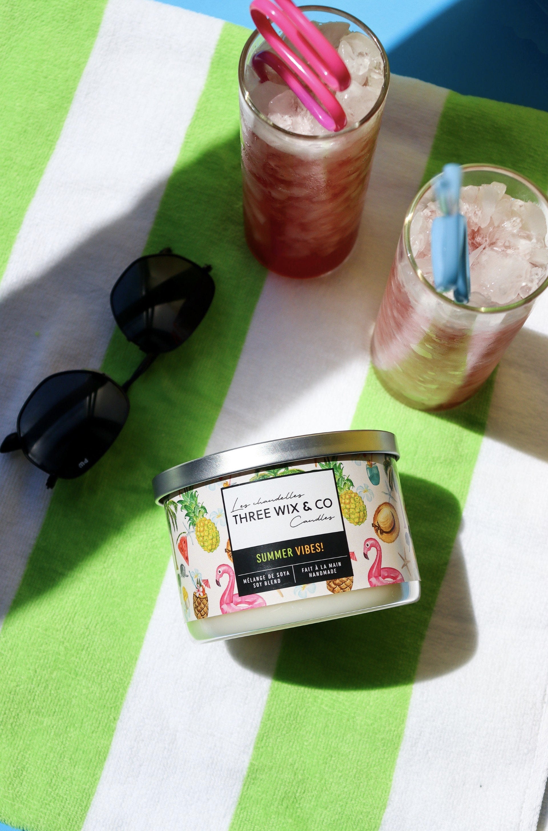 Bougie de soja 3 mèches - Summer Vibes! - Three Wix & Co